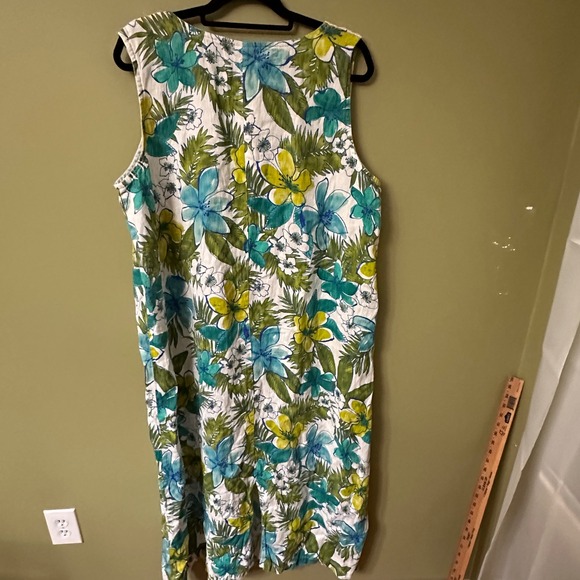Hot Cotton Linen Floral Maxi Dress Size 2X Floral Tropical Resort Lagenlook - Picture 5 of 7